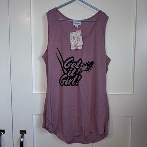 NWT LuLaRoe “Get it Girl!” Rock ‘n Roll Pink Tank Top Size Medium Cotton Blend